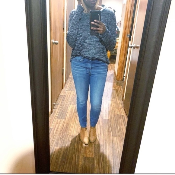 RAG & Bone Shirt Womens Small Blue Marl Long Sleeve Cozy Pocket T Loungewear - Picture 4 of 6